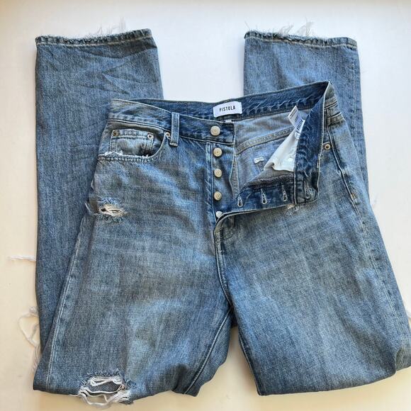 Pistola Cassie Super High Rise Straight Jeans Lucca Distressed - Picture 8 of 8